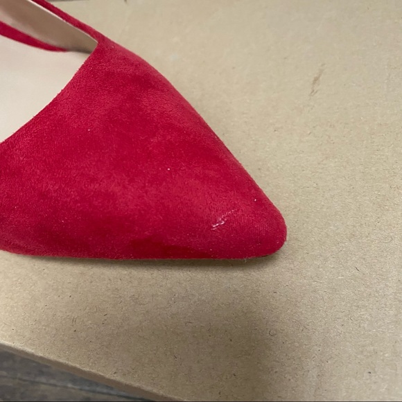 NIB Zara Red Suede Asymmetrical Heel Pumps - Picture 7 of 14